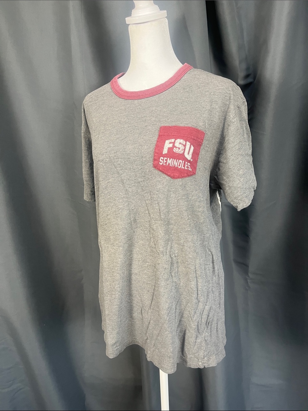 FSU Rivalry Threads Gray Tee with Garnet Pocket and back decal